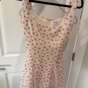 Peppermayo White Dress with Red Floral Pattern